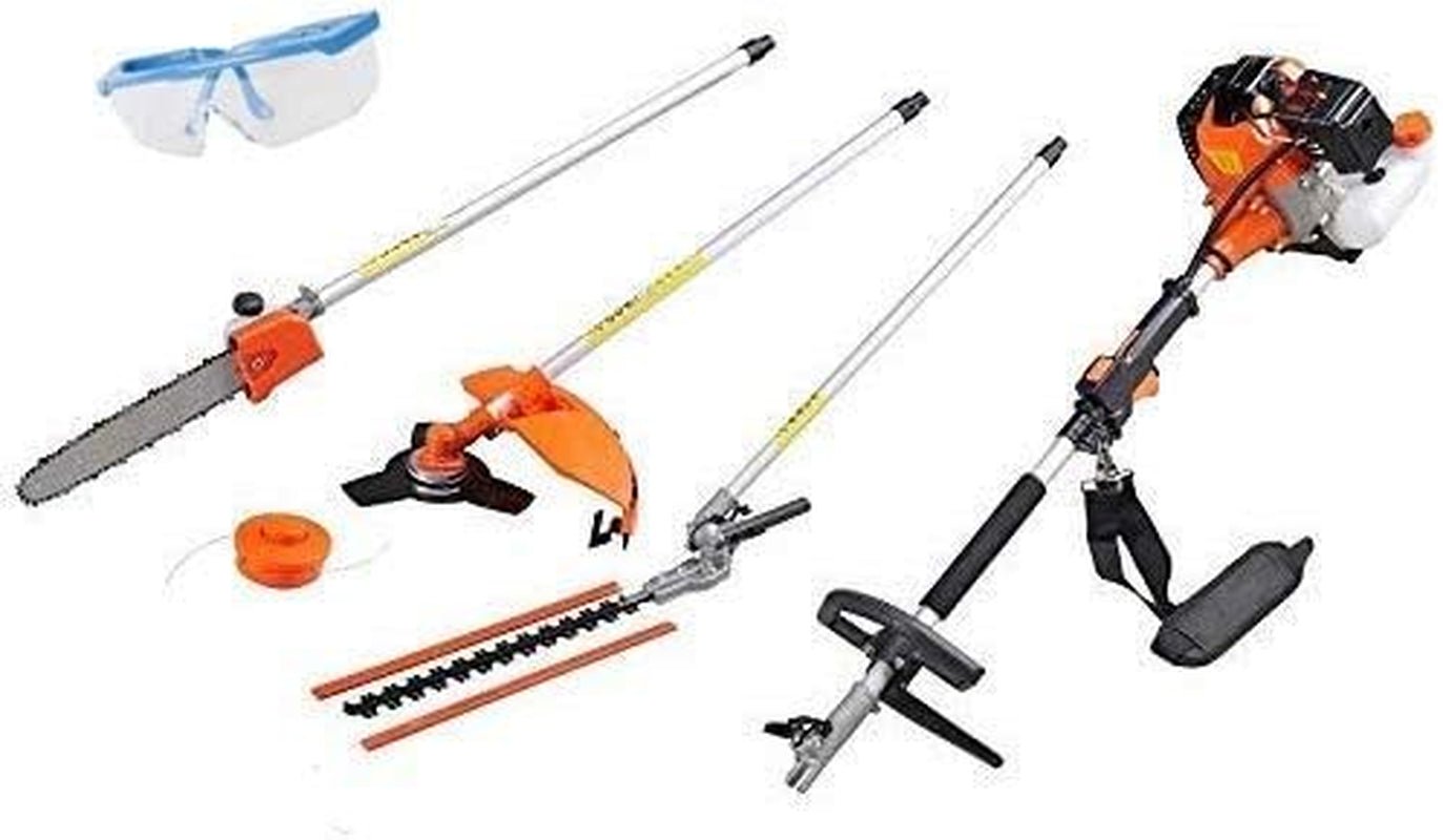 Decespugliatore Multifunzione a Scoppio 5 in 1 Tagliaerba, Tagliasiepi, Potatore,Tagliabordi, Asta Lunga 74Cm, +OMAGGIO OCCHIALI E CUFFIE PROTETTIVI - Maxita Italia