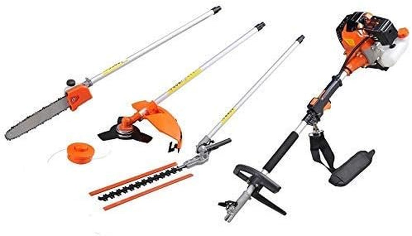 Decespugliatore Multifunzione a Scoppio 5 in 1 Tagliaerba, Tagliasiepi, Potatore,Tagliabordi, Asta Lunga 74Cm, +OMAGGIO OCCHIALI E CUFFIE PROTETTIVI - Maxita Italia
