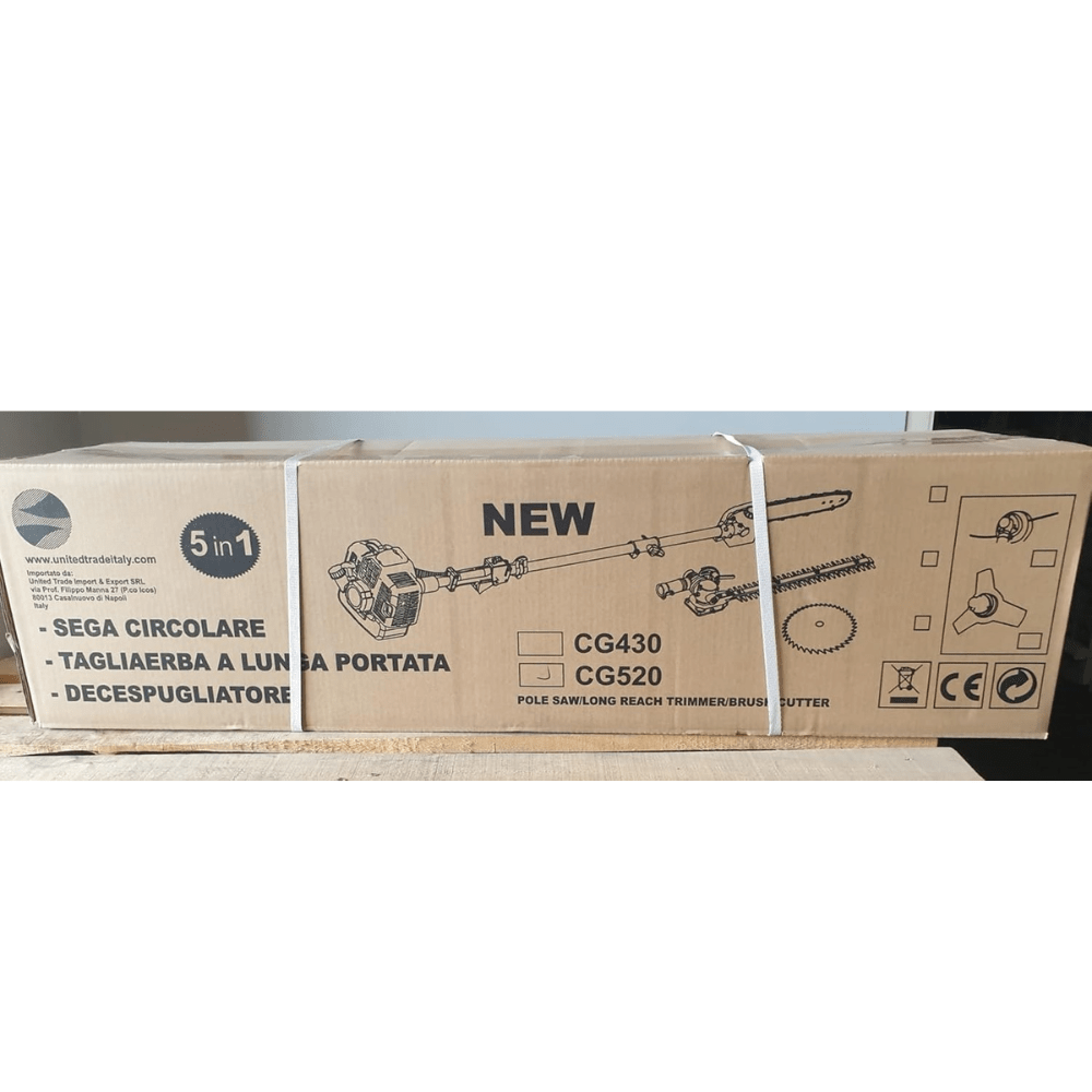 Decespugliatore Multifunzione a Scoppio 5 in 1 Tagliaerba, Tagliasiepi, Potatore,Tagliabordi, Asta Lunga 74Cm, +OMAGGIO OCCHIALI E CUFFIE PROTETTIVI - Maxita Italia