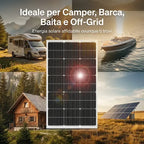 Pannello Solare Fotovoltaico 120W 12V Monocristallino ad Alta Efficienza per Camper, Barca e Off-Grid